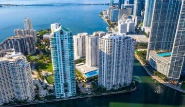 Aerial view of Brickell and Brickell Key