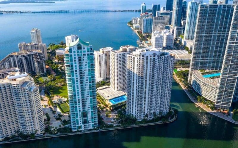 Aerial view of Brickell and Brickell Key