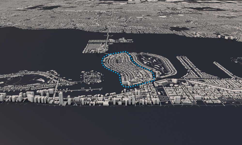 Aerial View Map of Normandy Isles