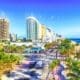 Fort Lauderdale skyline from the air on a sunny morning at the beach