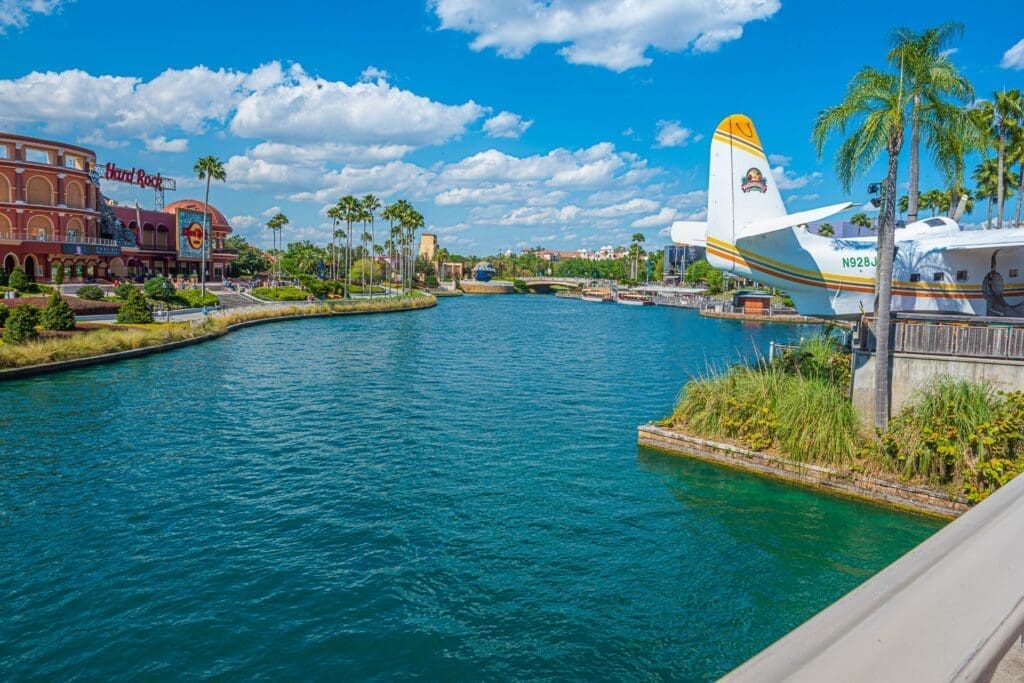 Margaritaville plane and Hard Rock Cafe Restaurant at Universal Studios Orlando.