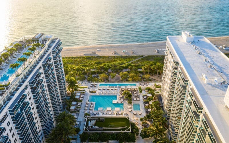 Drone view of 1 Hotel South Beach. Photo by Andres Castro / miamidaily.life