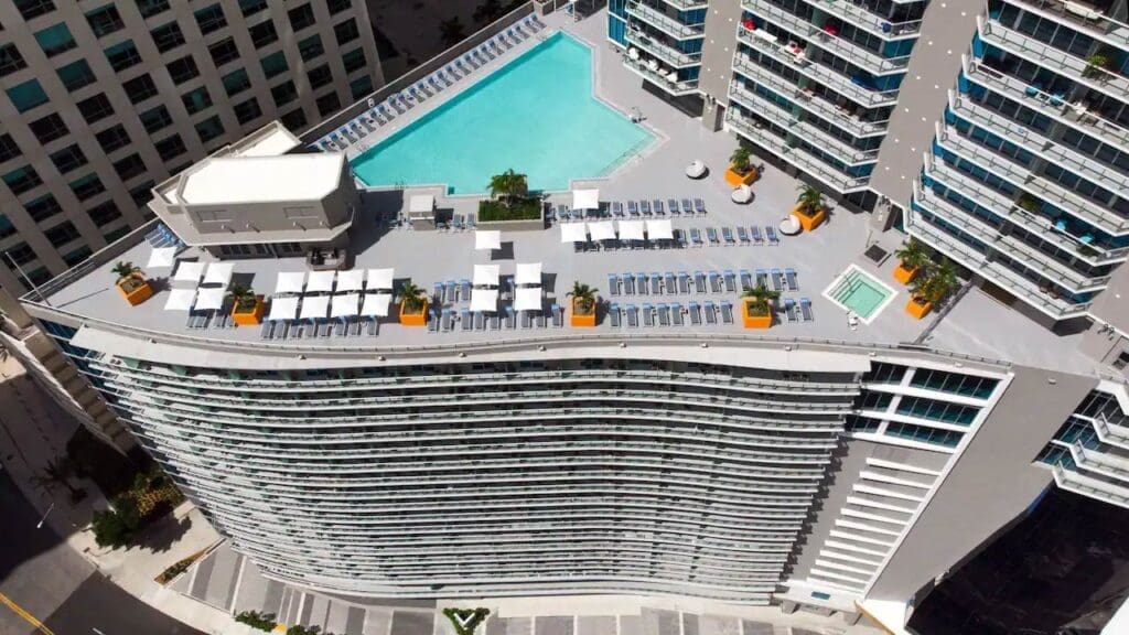 Aerial View of the Pool Terrace at Hyatt Centric Brickell Miami