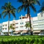 A view from Lummus Park showcasing the iconic Art Deco buildings along Ocean Drive.