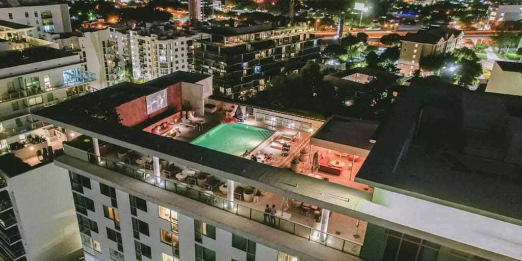 Experience the breathtaking Skyline Night at Novotel Brickell Miami's rooftop pool