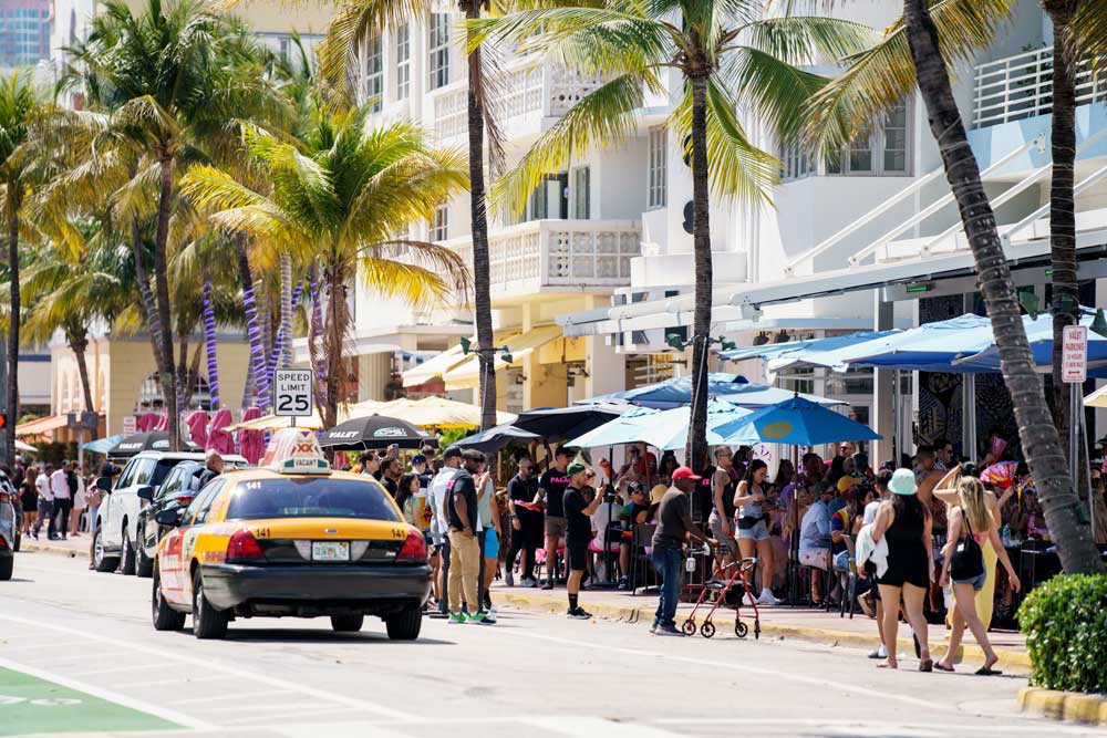 Ocean Drive buzzes with activity during the summer days.