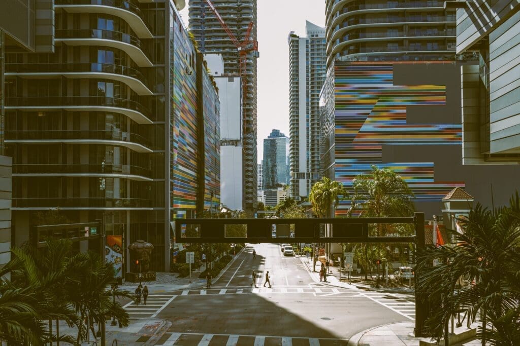 Vintage photo of the buildings surrounding Brickell City Centre. Photo by Fotoluminate LLC / Shutterstock