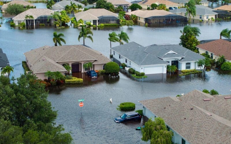 Image of Hurricane Debby Flooding Homes and Cars in Laurel Meadows Community, Sarasota, Florida