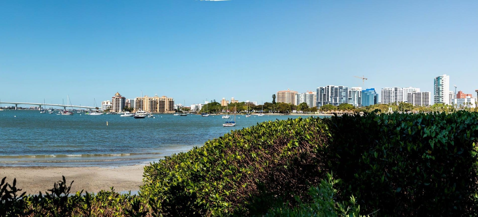 Sarasota Bay with the John Ringling Causeway Bridge in the background