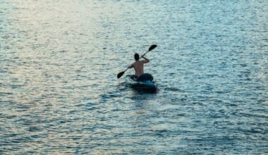 A man paddles his kayak through the waters of Coconut Grove in the early morning