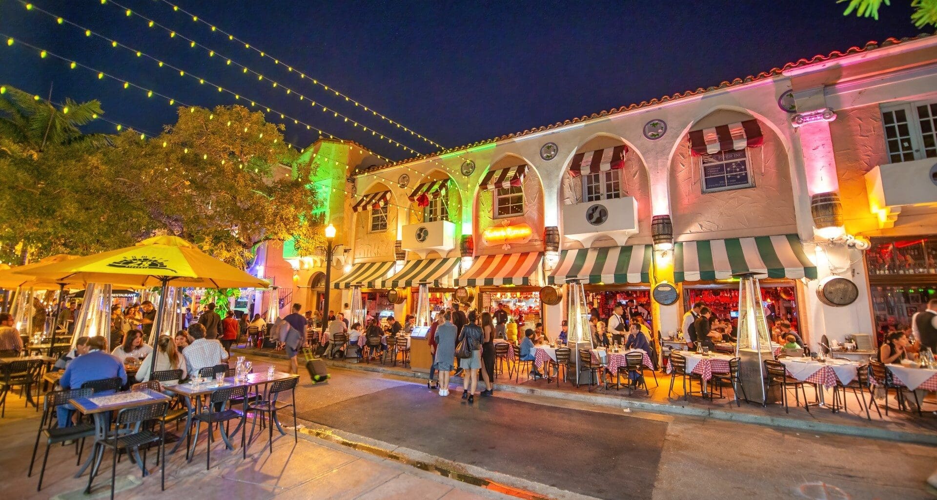 Vibrant Española Way at night