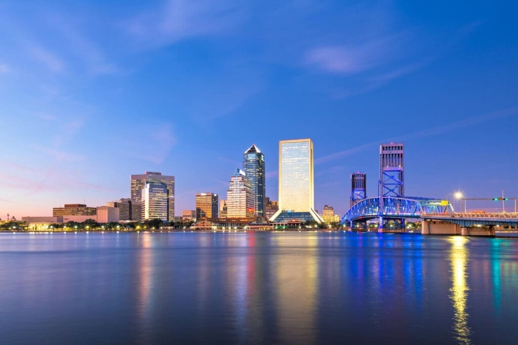 Nighttime View of Jacksonville Skyline