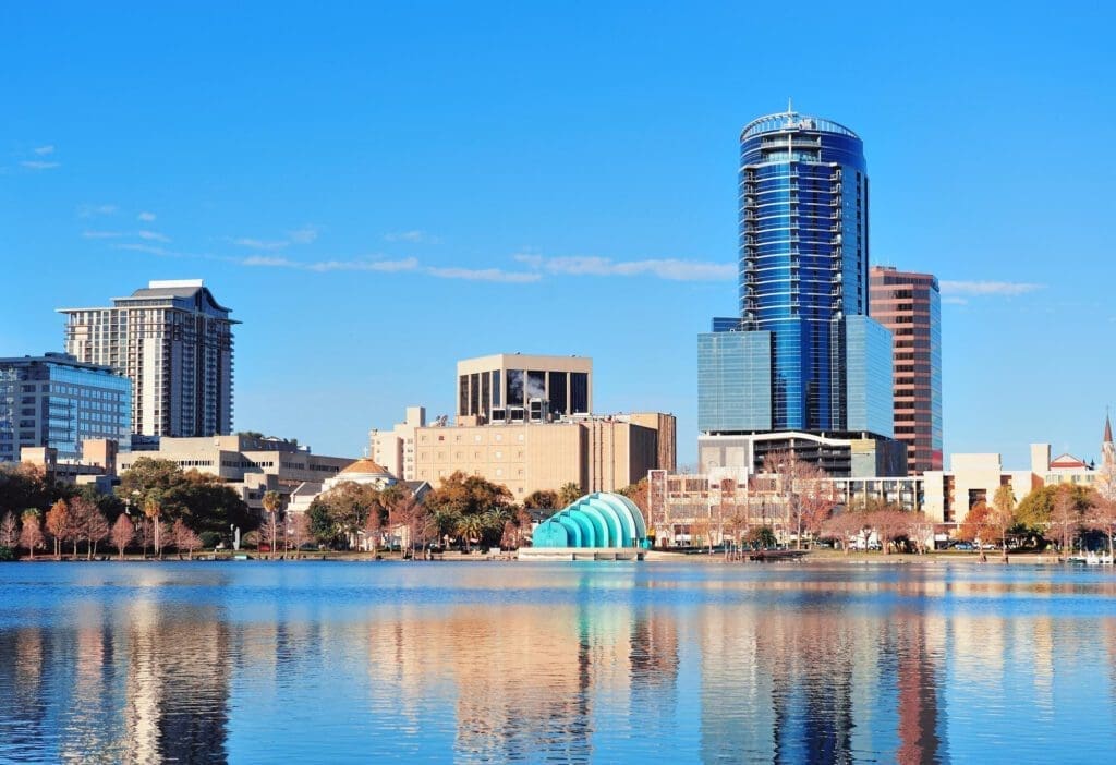 Orlando Downtown Skyline with Business Buildings in the Morning