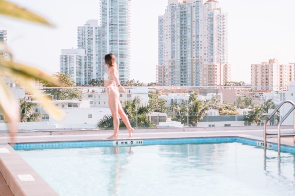 Rooftop Pool at Urbanica Fifth Hotel with Miami Beach Skyline as a Stunning Backdrop