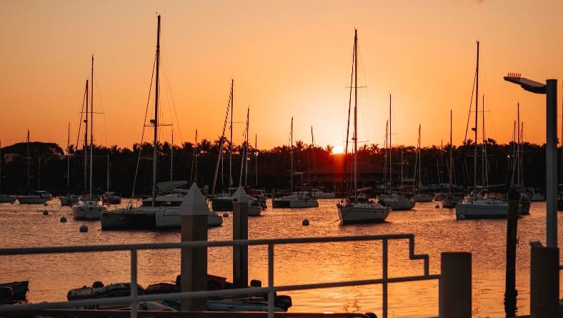 Sunset at the Coconut Grove Marina in Miami