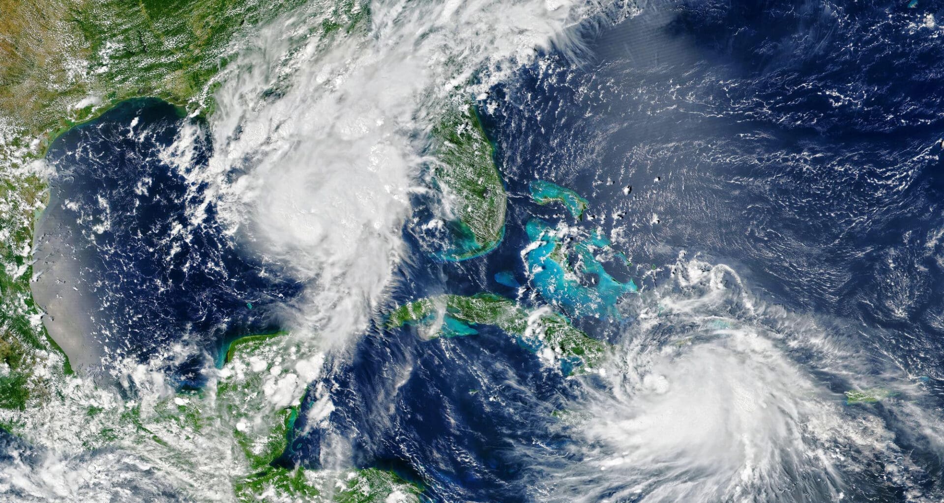 View of an approaching storm over Florida, USA, as seen from space