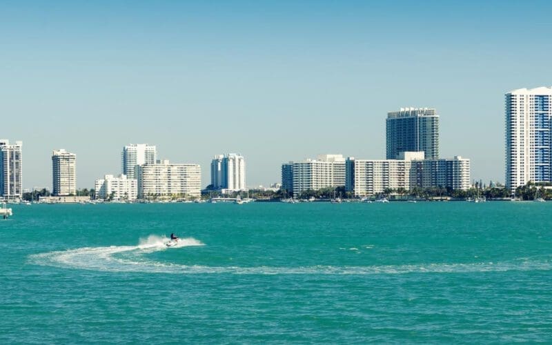 Woman jet skiing on Biscayne Bay