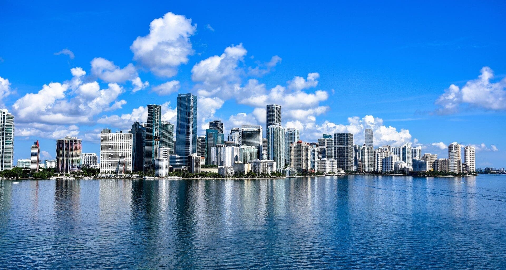 Breathtaking shot of the Miami skyline financial district of Brickell