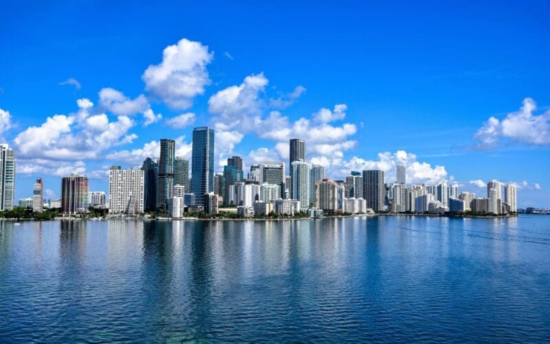 Breathtaking shot of the Miami skyline financial district of Brickell