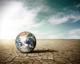 Climate change with dry soil concept