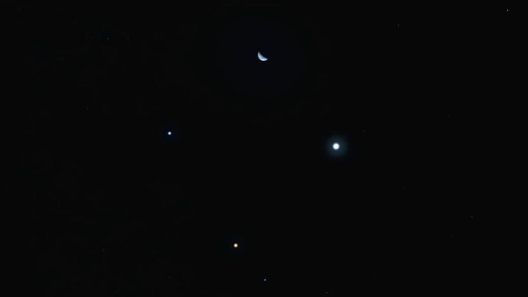 Moon, Jupiter, Mars Aligment