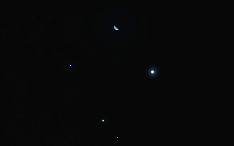 Moon, Jupiter, Mars Aligment