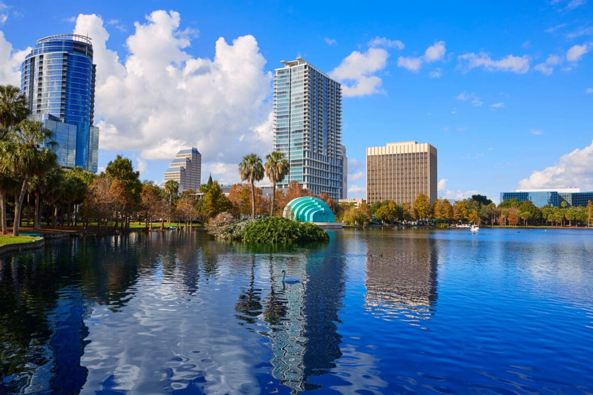 Orlando skyline fom lake Eola