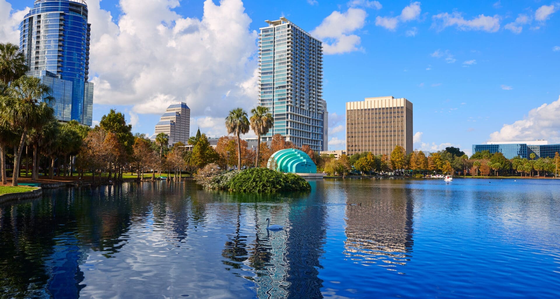 Orlando skyline fom lake Eola