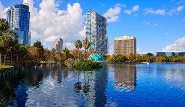 Orlando skyline fom lake Eola