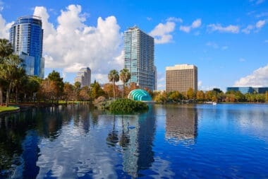 Orlando skyline fom lake Eola