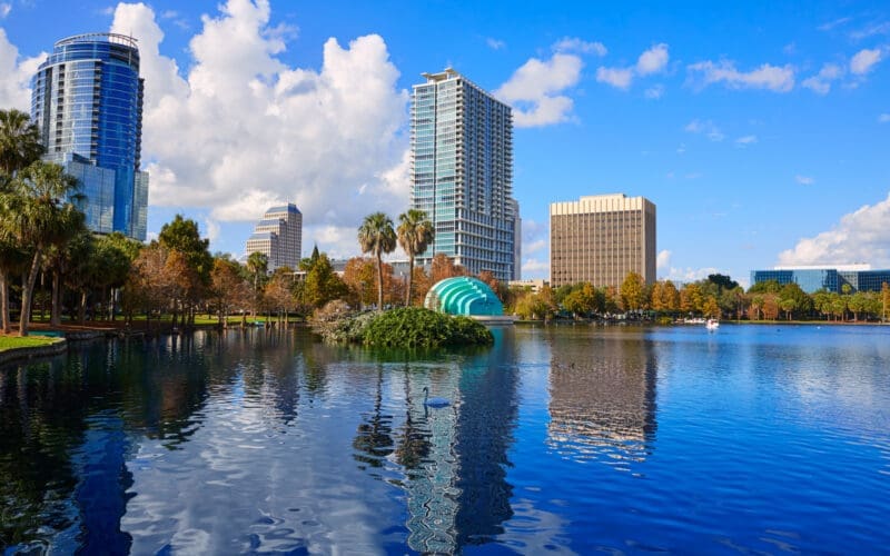 Orlando skyline fom lake Eola