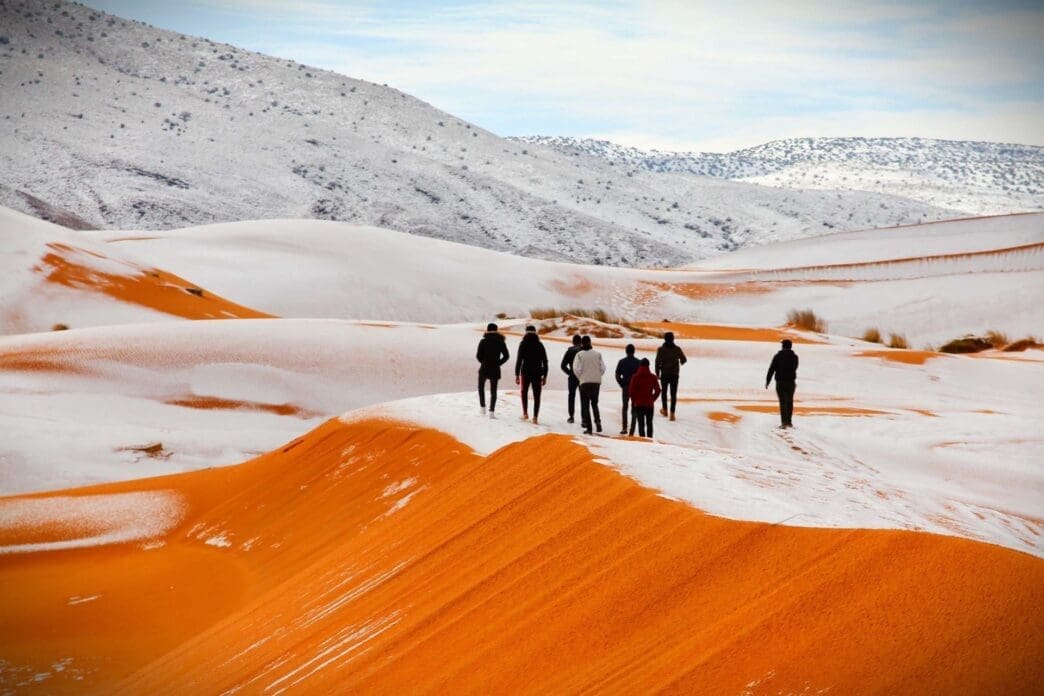 Sahara snow. Photo by CNN