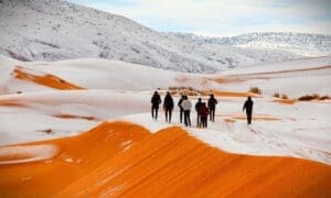 Sahara snow. Photo by CNN