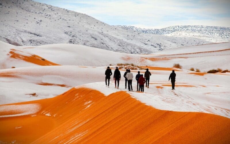 Sahara snow. Photo by CNN