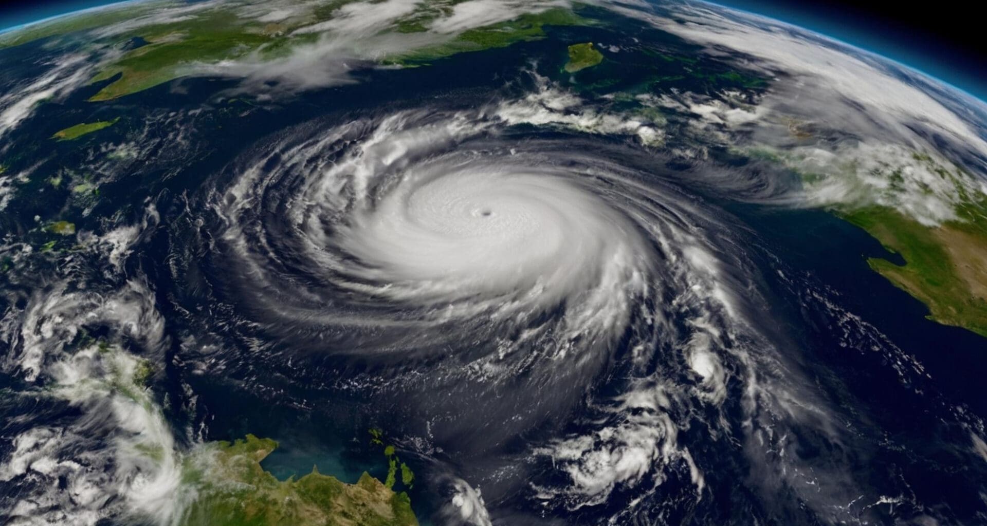 Satellite view of a hurricane over the Caribbean Sea