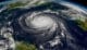 Satellite view of a hurricane over the Caribbean Sea