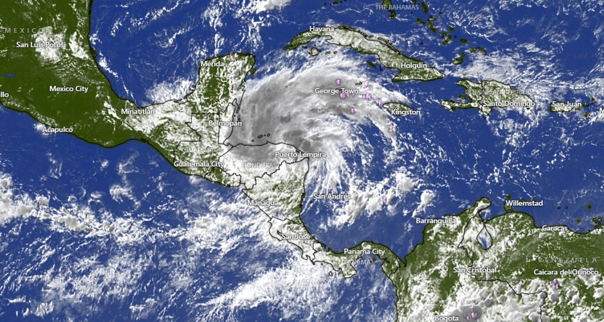 Tropical Storm Sara. Image credit windy.com.