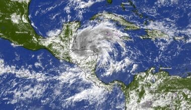 Tropical Storm Sara. Image credit windy.com.