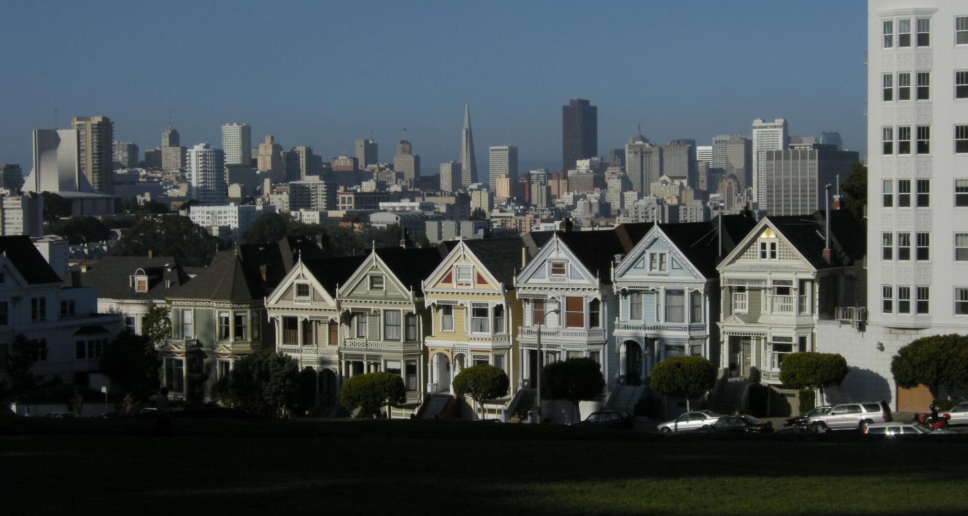 View of cityscape against clear sky