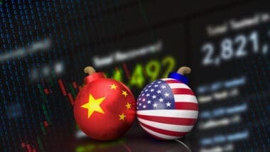 3D Rendering of the China and America Business Bomb Concept