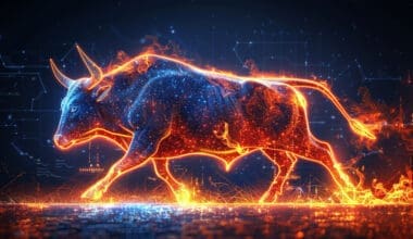 3D rendering of a neon Taurus bull zodiac sign