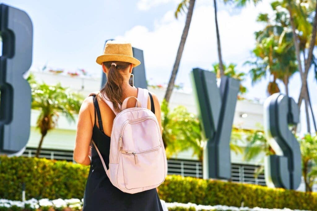 A photo from Miami featuring a female tourist at Bayside