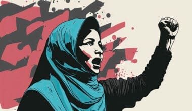 Afghan woman standing up for her rights against the oppression and inequality imposed by the Taliban regime