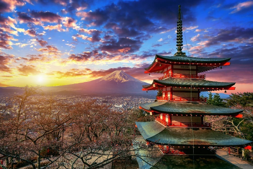 Chureito pagoda and Fuji mountain near Tokyo, Japan