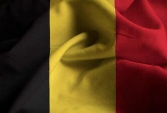 Closeup of Ruffled Belgium Flag