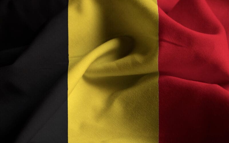 Closeup of Ruffled Belgium Flag