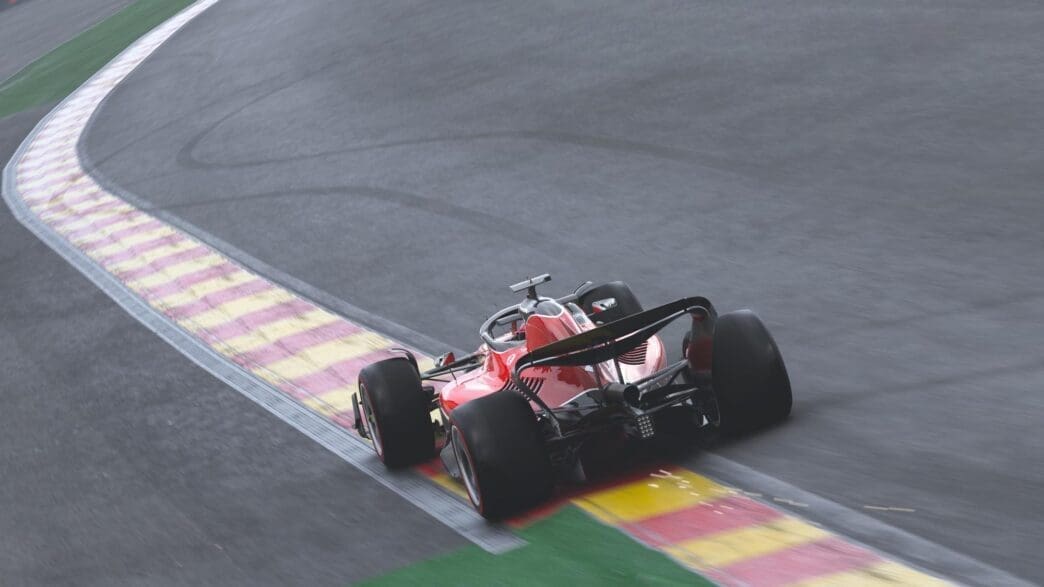 F1 Racing car running on track