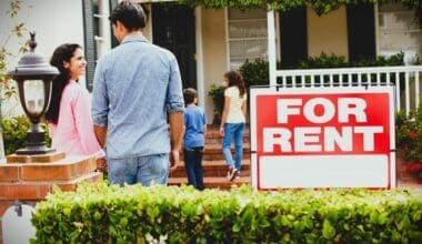 Hispanic family outside home for rent