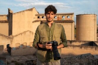 Photographer exploring abandoned location