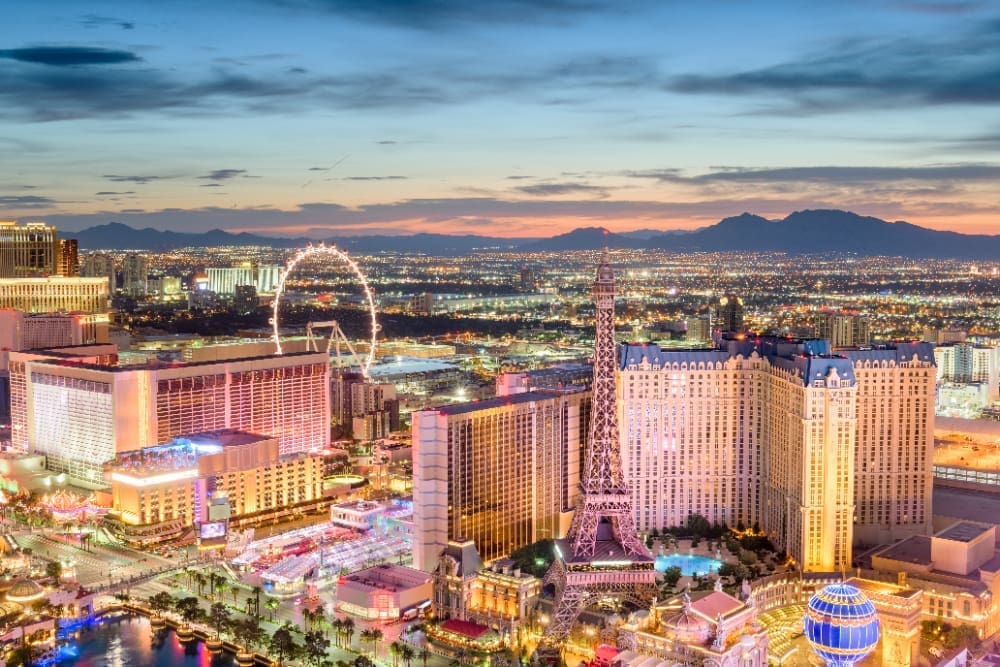 Skyline of Las Vegas, Nevada, USA, overlooking the Strip